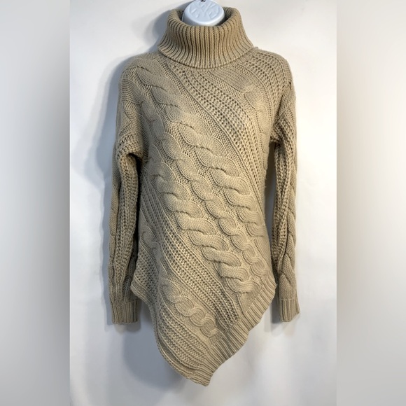 Windsor Women’s Light Tan Asymmetrical Turtleneck Sweater - Picture 5 of 5